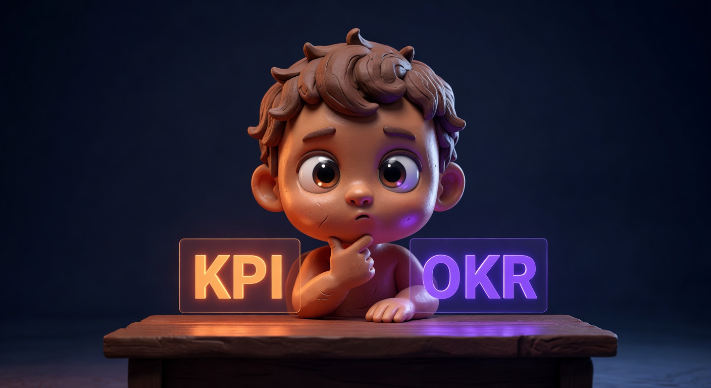OKR Cal 치비 — OKR과 KPI 사이에서 고민하는 모습